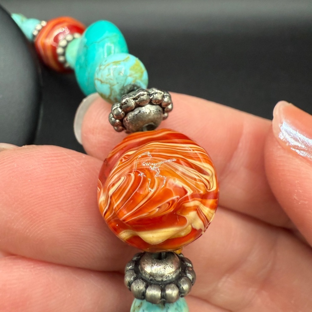 Czech Glass and Dyed Howlite Beaded Necklace - Picture 16 of 16